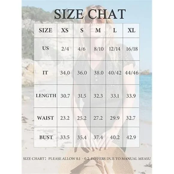 Women's Crochet Swim Cover Up Mini Dress V Neck Beachwear Short Sleeve